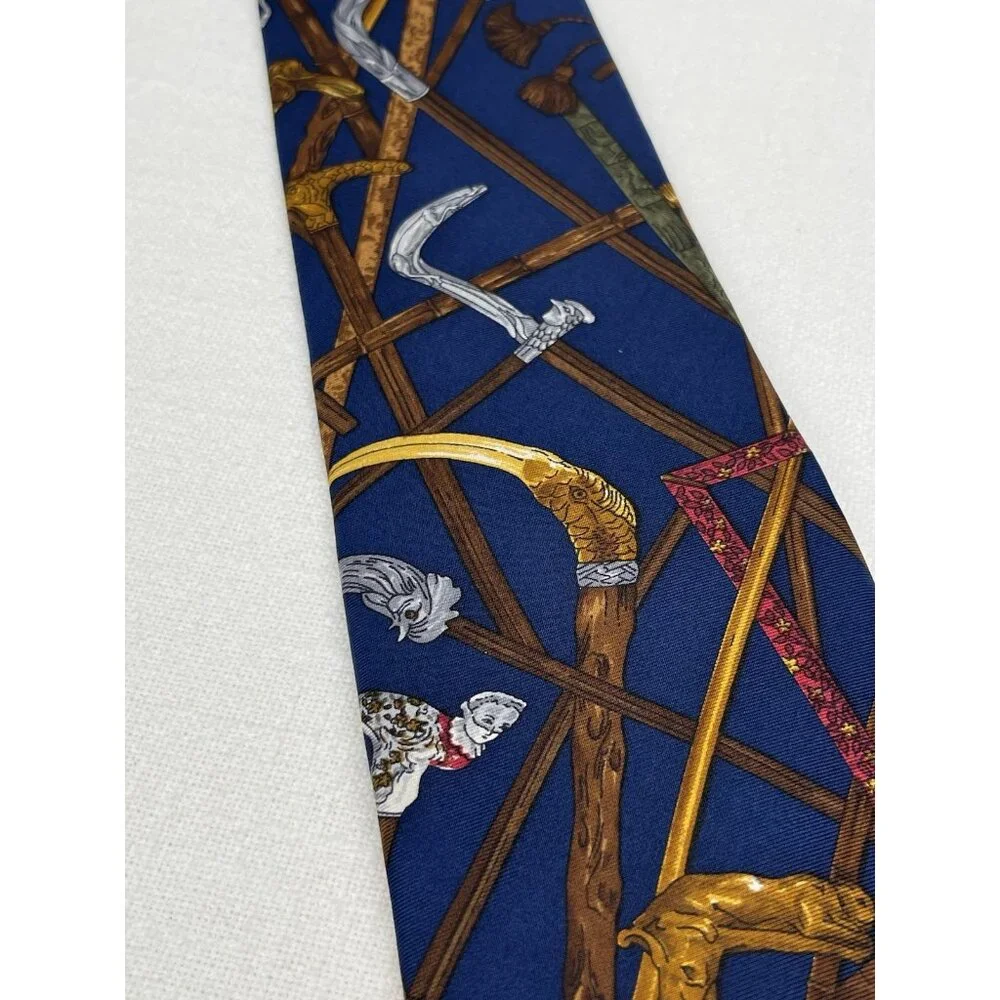 Land's End Neck Vtg‎ Neck Tie Walking Canes Gentlemen's Walking Stick Silk USA